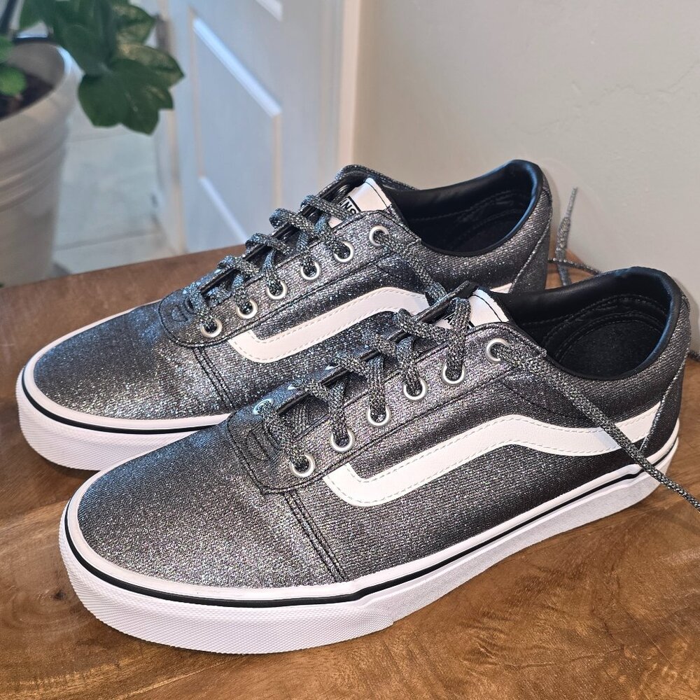 VANS Silver Lurex Glitter Old Skool Skate Shoe